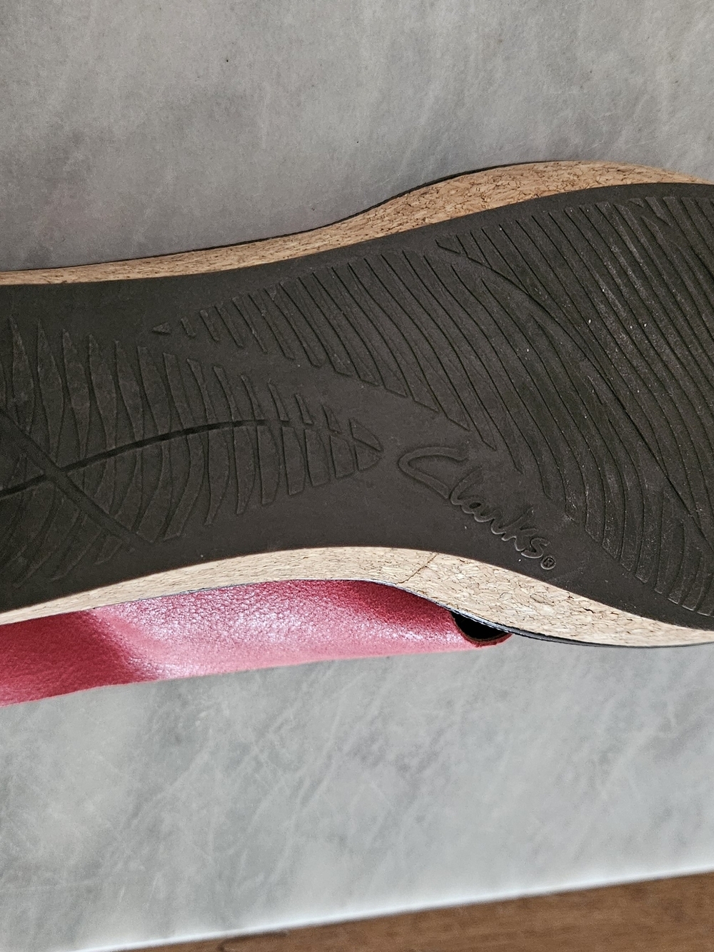 Women’s Clarks Red Cork Wedge Sandals - Picture 12 of 13